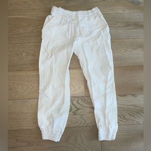 TNA white linen joggers.
